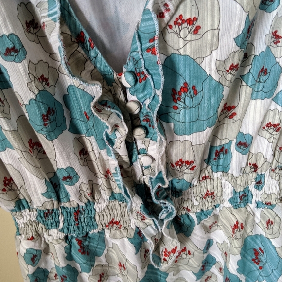 Fossil Vintage Style White w/ Blue Flowers Dress - Picture 8 of 8